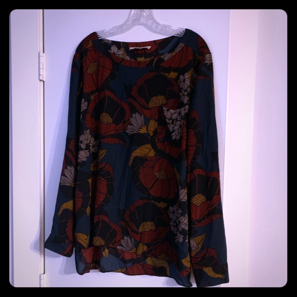 Loft Floral-Print Pocket Blouse - Size XL